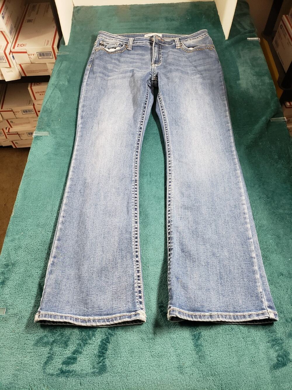 Kancan Jeans Size 31 Womens Blue Pants Stretch Denim Ladies Mid Rise Bootcut
